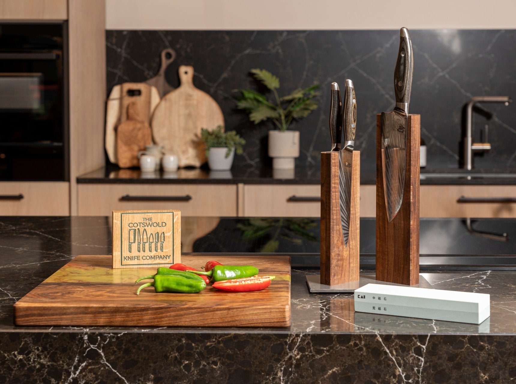 Kai Shun Nagare bundle set, 3 knives, magnetic storage block and whetstone by The Cotswold Knife Company