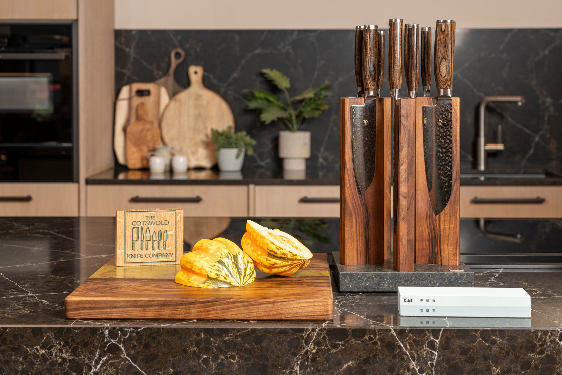 Kai Shun Premier 5 Knife, Walnut Block and Whetstone Set