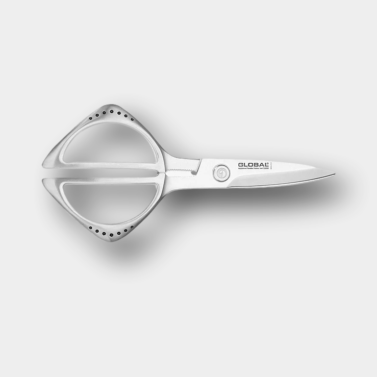 Global general purpose kitchen scissors. High performance stainless steel and unique Global design.
