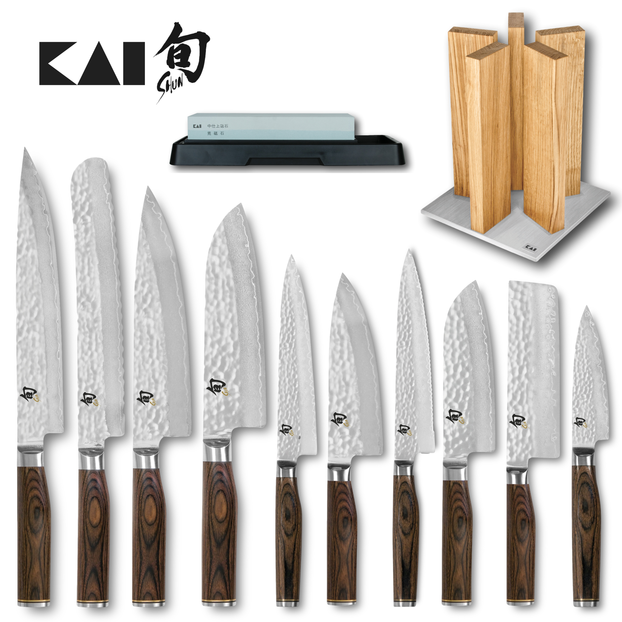 Kai Shun Premier 10 Knife, Oak Block and Whetstone Set