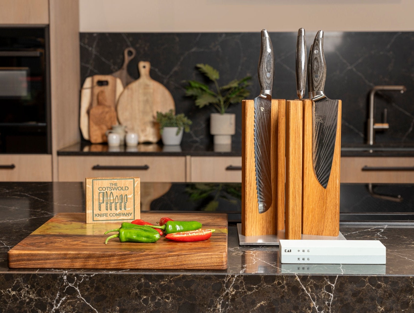 Kai Shun Nagare bundle set, 5 knives, magnetic storage block and whetstone by The Cotswold Knife Company