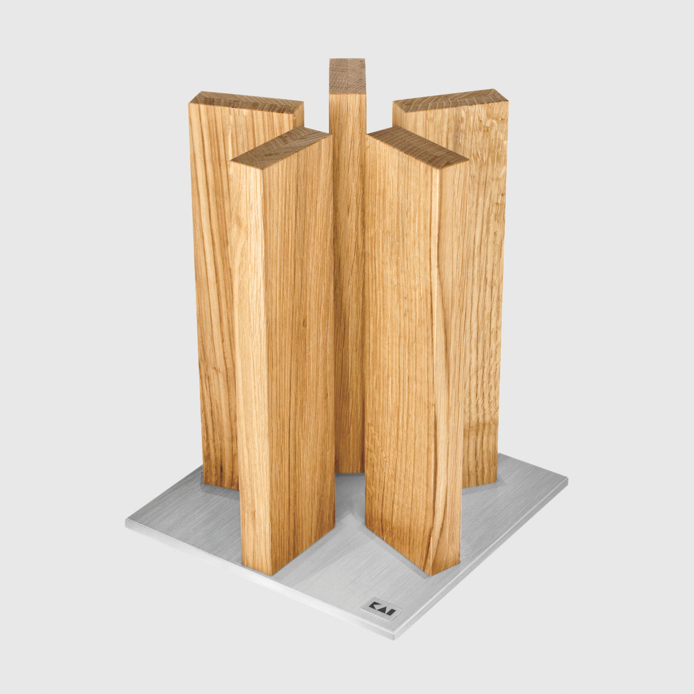 Kai Stonehenge 5 Pillar Oak Knife Block with Stainless Steel Base