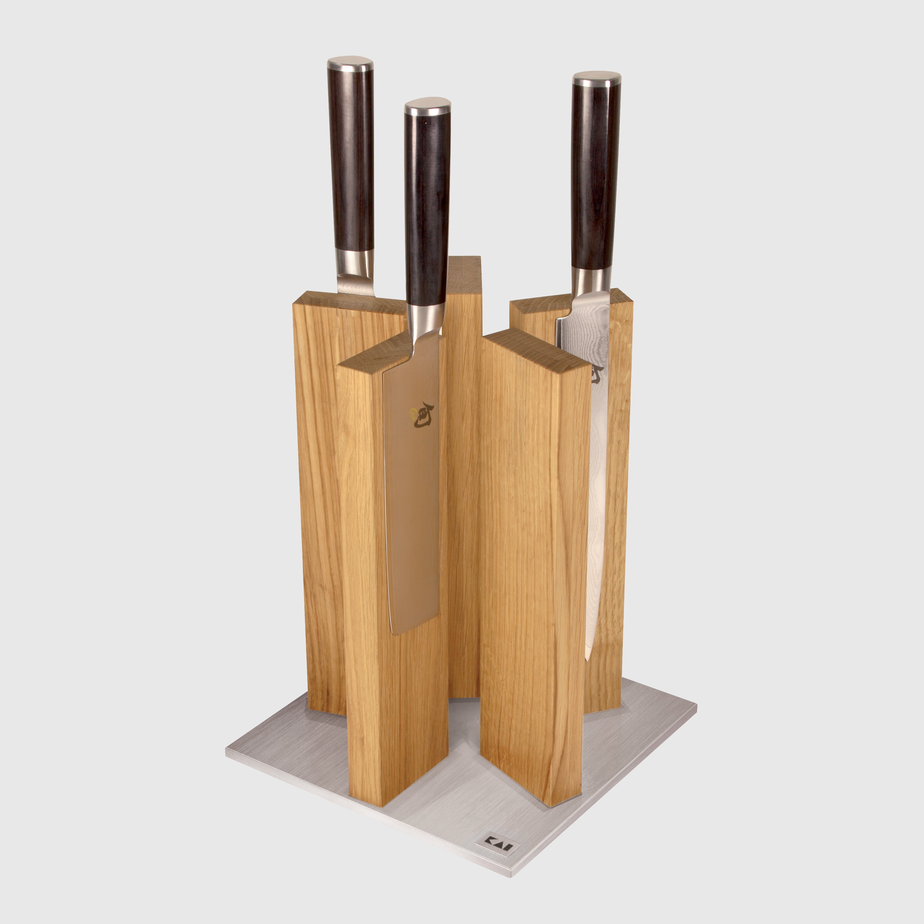 Kai Stonehenge 5 Pillar Oak Knife Block with Stainless Steel Base