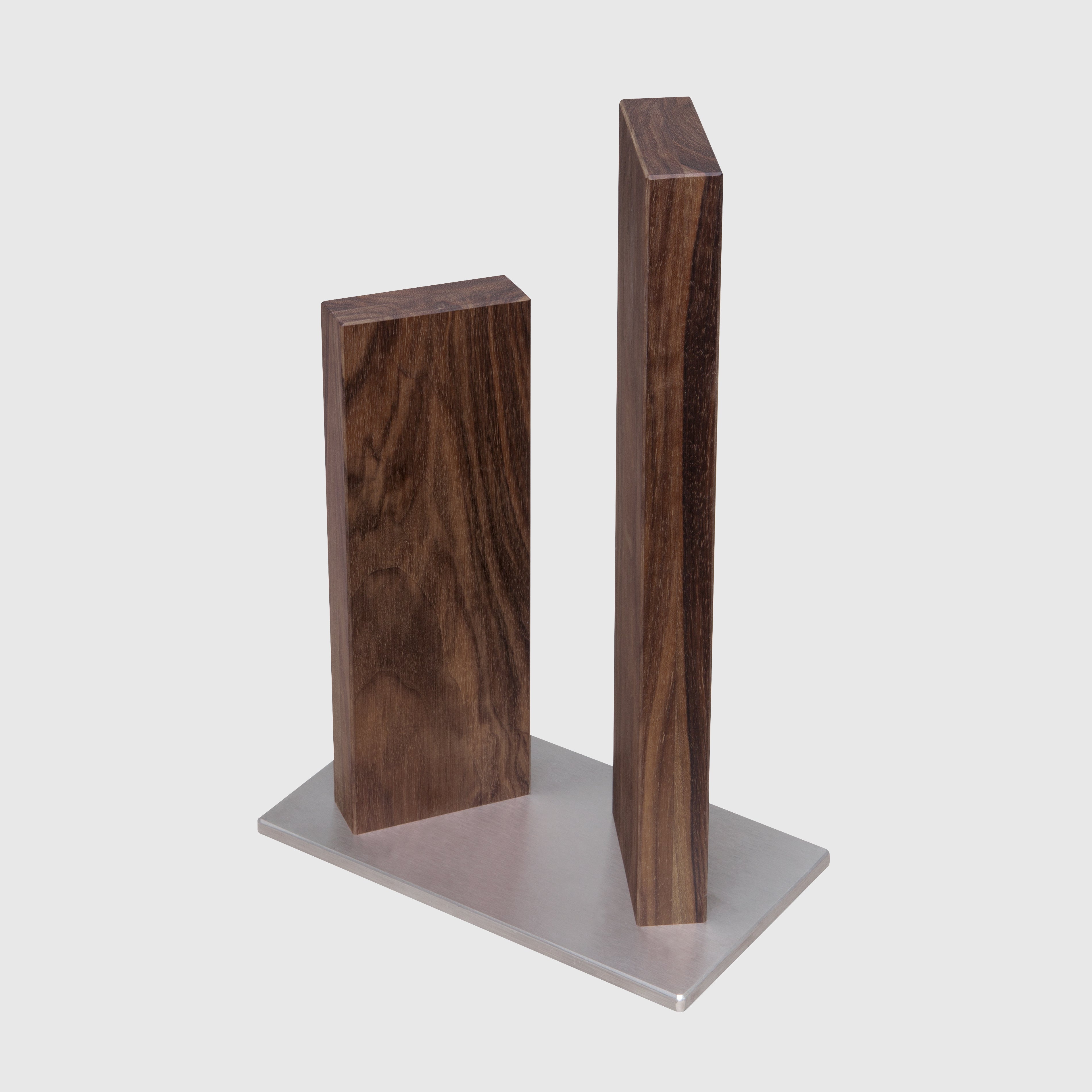 Kai Stonehenge 2 Pillar Walnut Knife Block with Stainless Steel Base