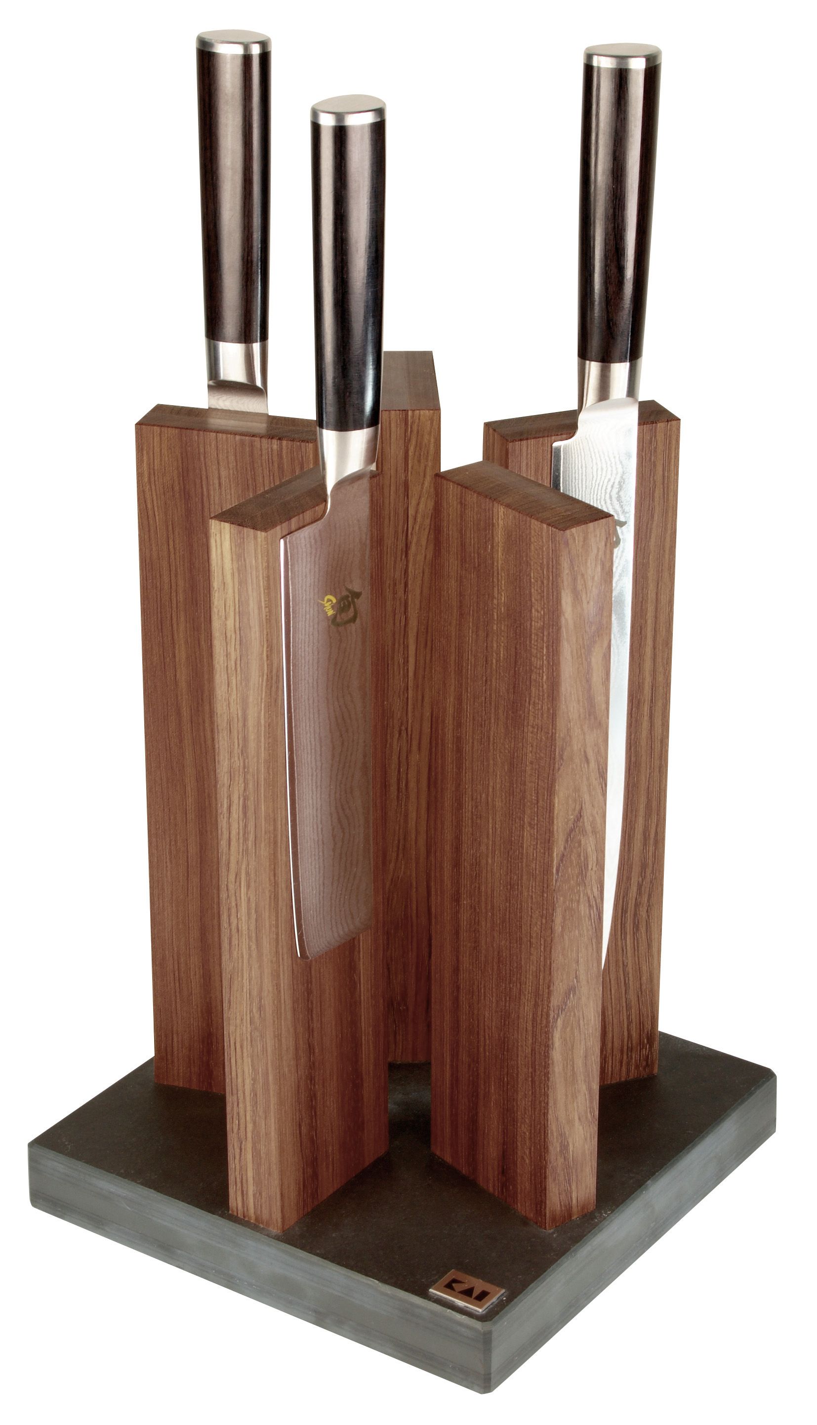 Kai Stonehenge 5 Pillar Walnut Knife Block with Granite Base