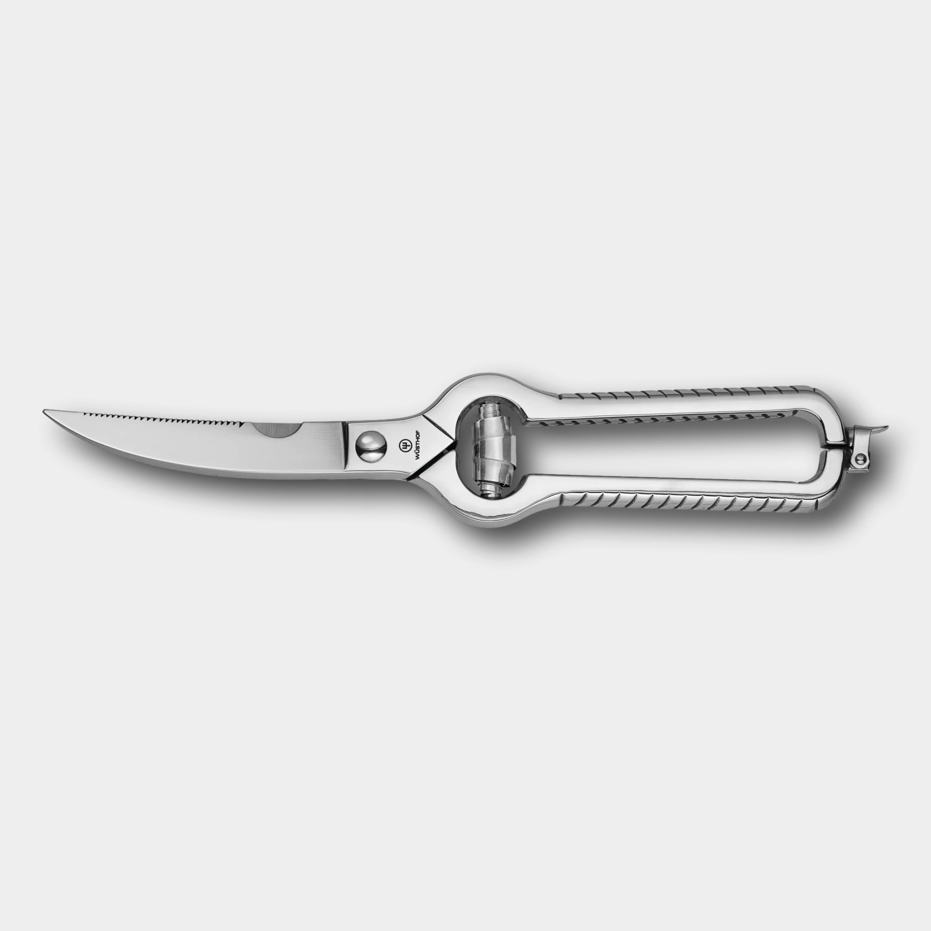 Wusthof Poultry shears for heavy duty cutting of poultry portions and carcasses. Supplied by The Cotswold Knife Company.