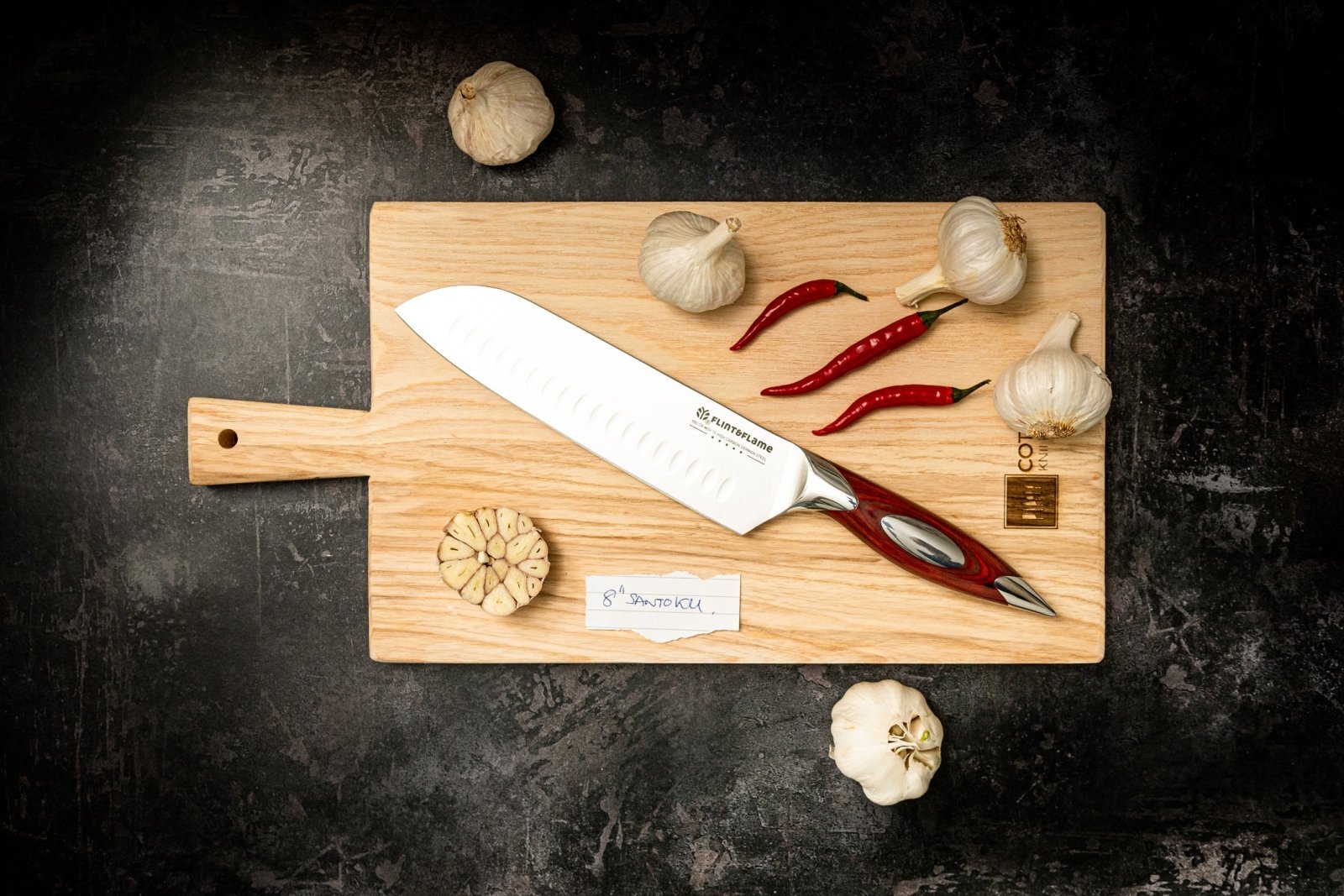 Flint and Flame 8 inch Santoku Knife - FF-8SAN-BC - The Cotswold Knife Company