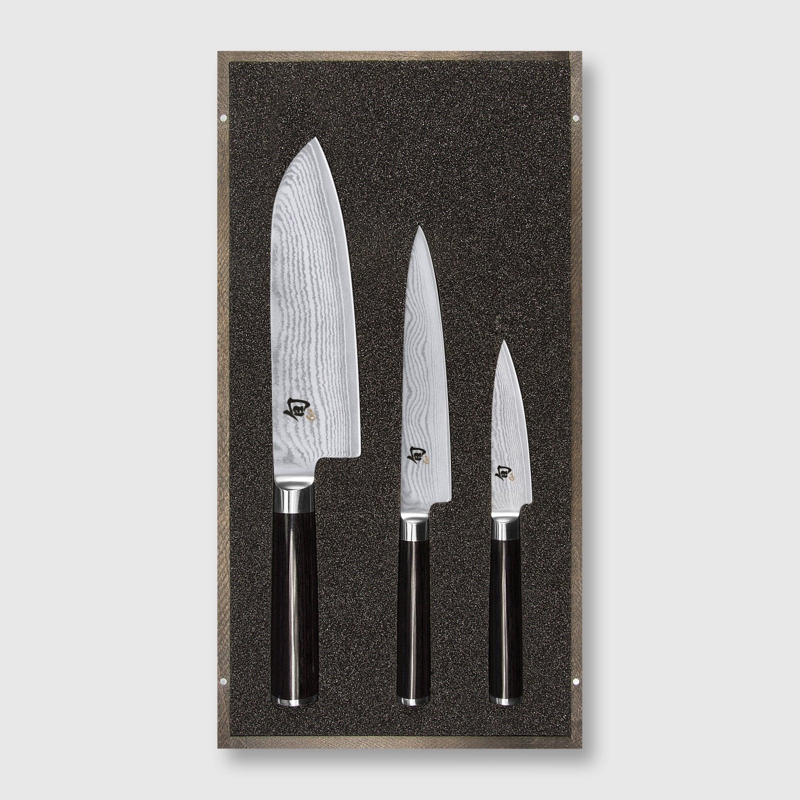 KAI Shun 3 Piece Knife Set - Santoku Knife & Utility Knife & Paring Knife - KAI-DMS-310 - The Cotswold Knife Company