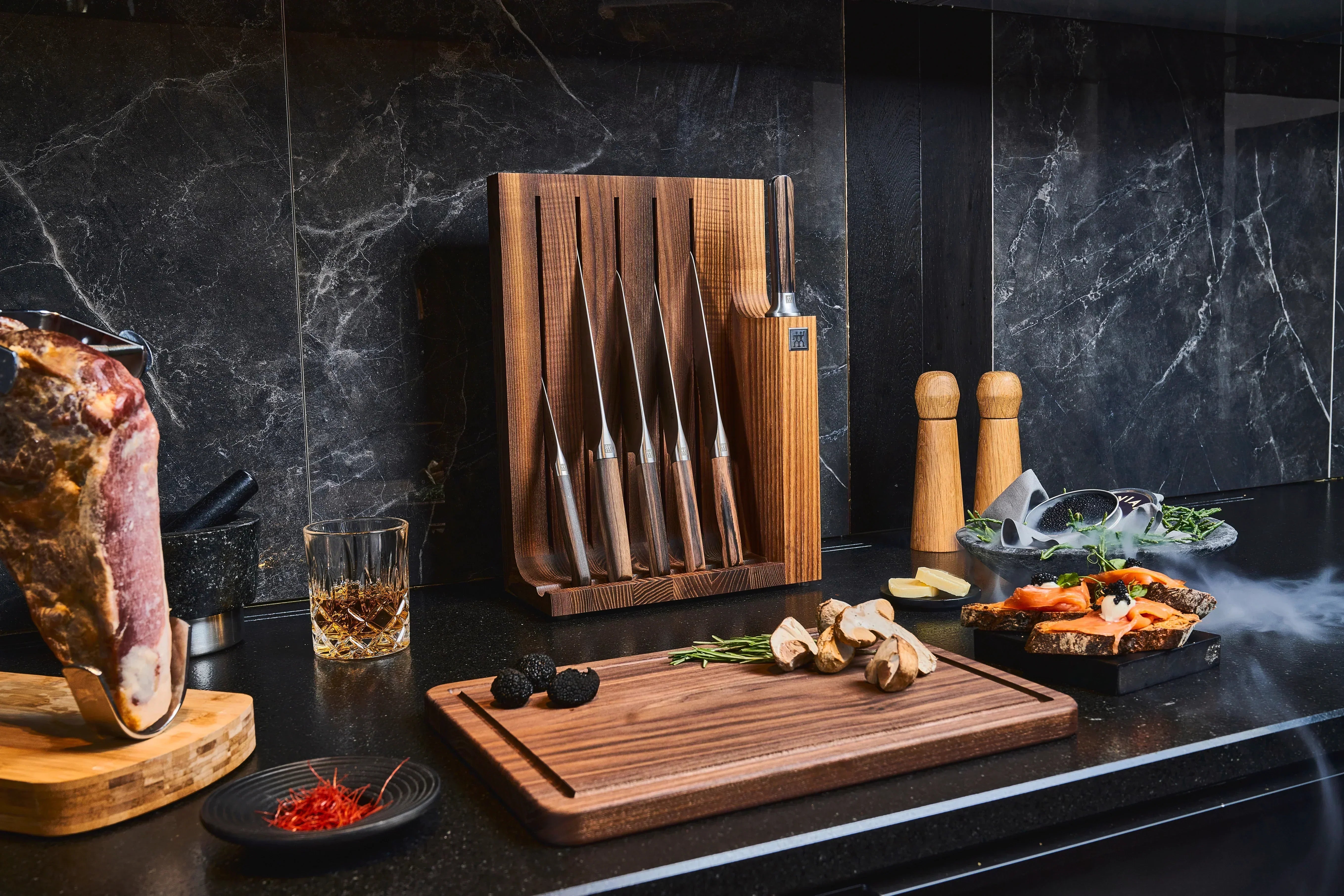 Zwilling Tanrei knife set in a lifestyle setting
