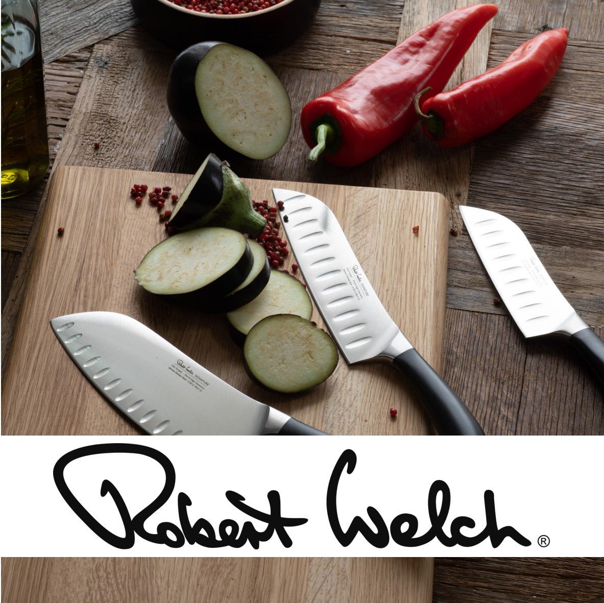 Robert Welch Signature Six Piece Knife Block Set with Sharpener