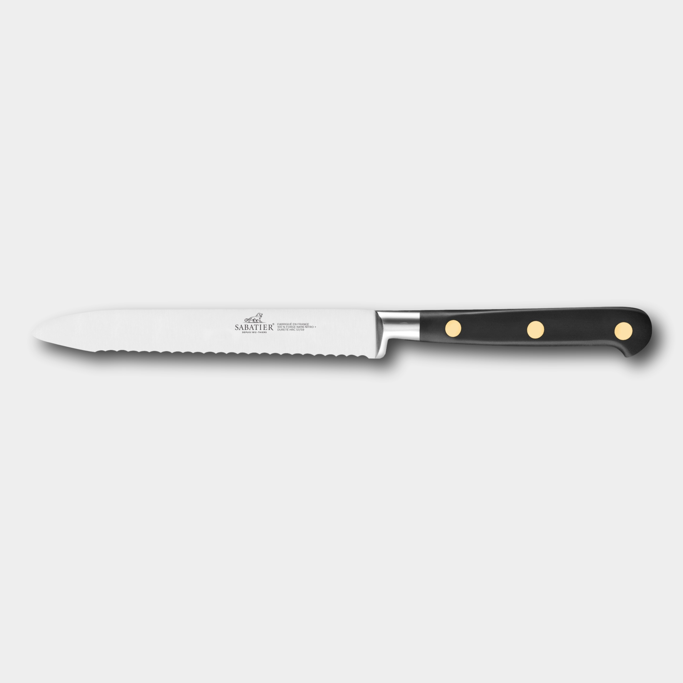 Lion Sabatier Ideal Brass 12cm Serrated Utility Knife