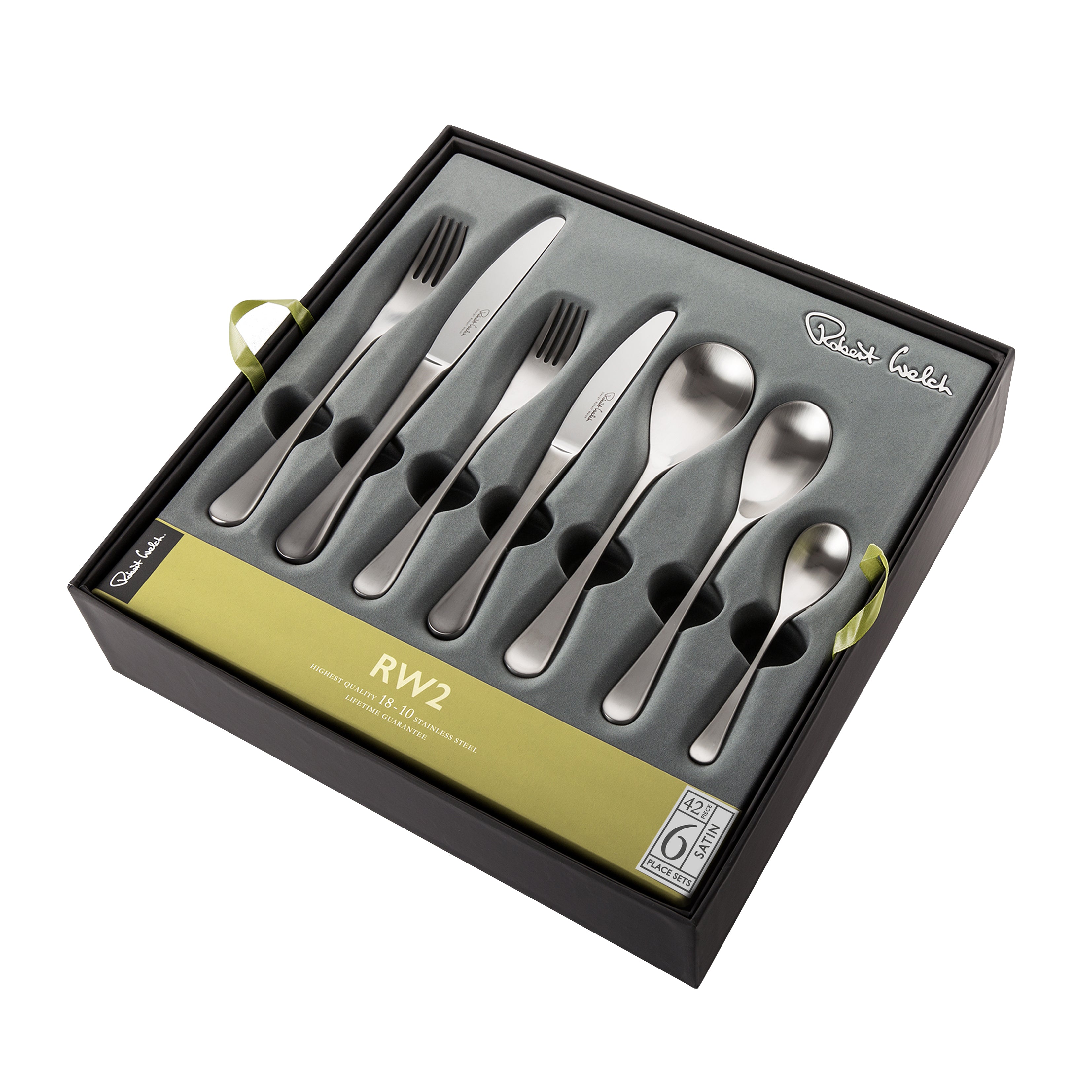 Robert Welch RW2 Satin 48 Piece Cutlery Set including 6 Steak Knives - SPECIAL OFFER