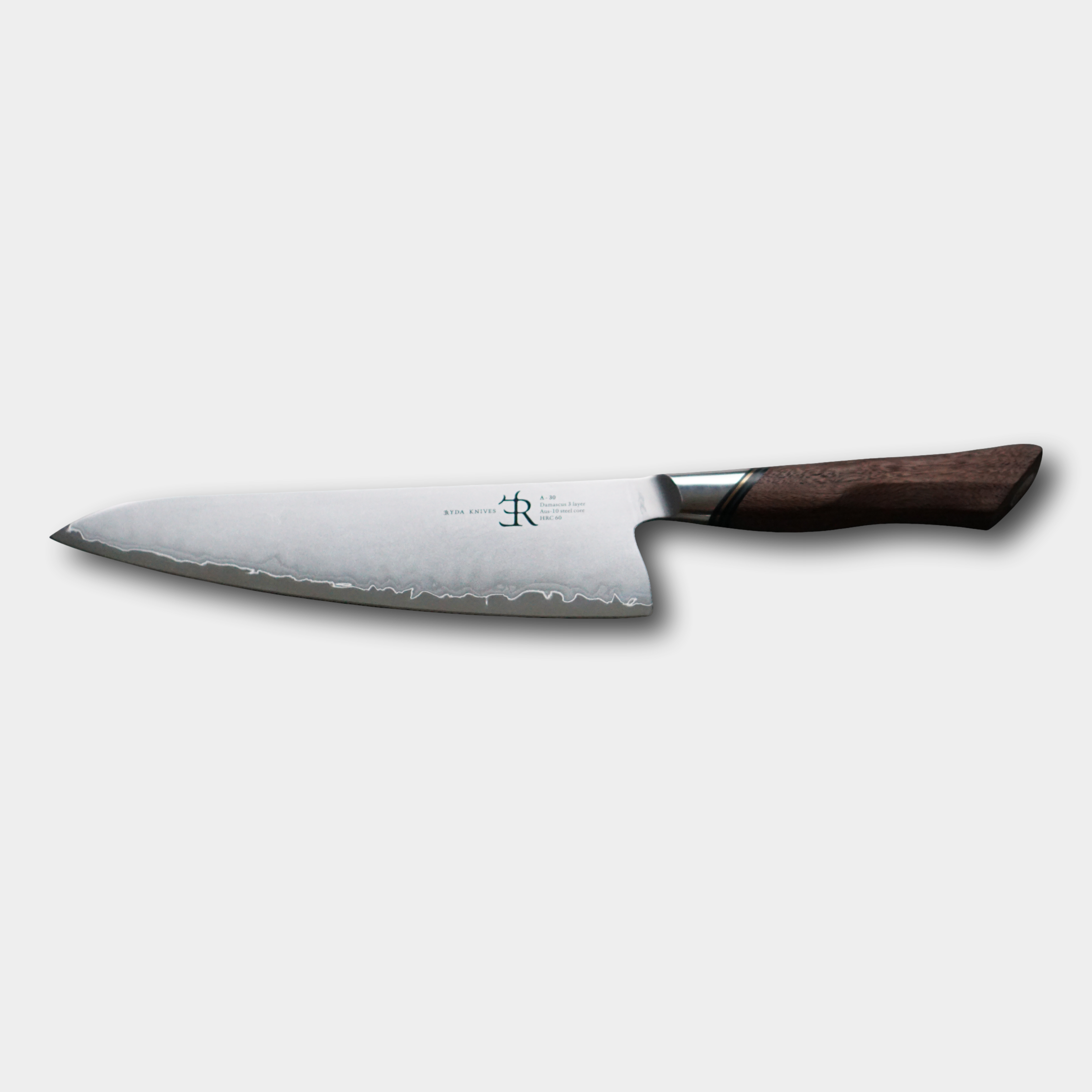 Ryda Knives A30 Chef knife. 3ply special steel blade with ultimate comfort handle. Supplied by cotswoldknifecompany.co.uk