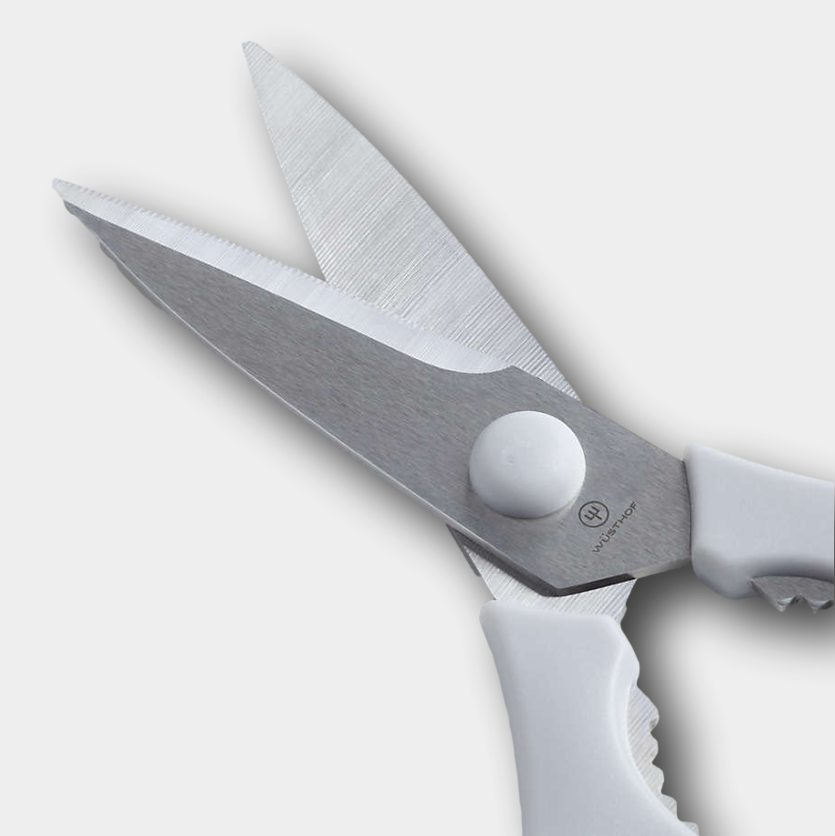 Wusthof come apart kitchen shears with light grey handles by The Cotswold Knife Company