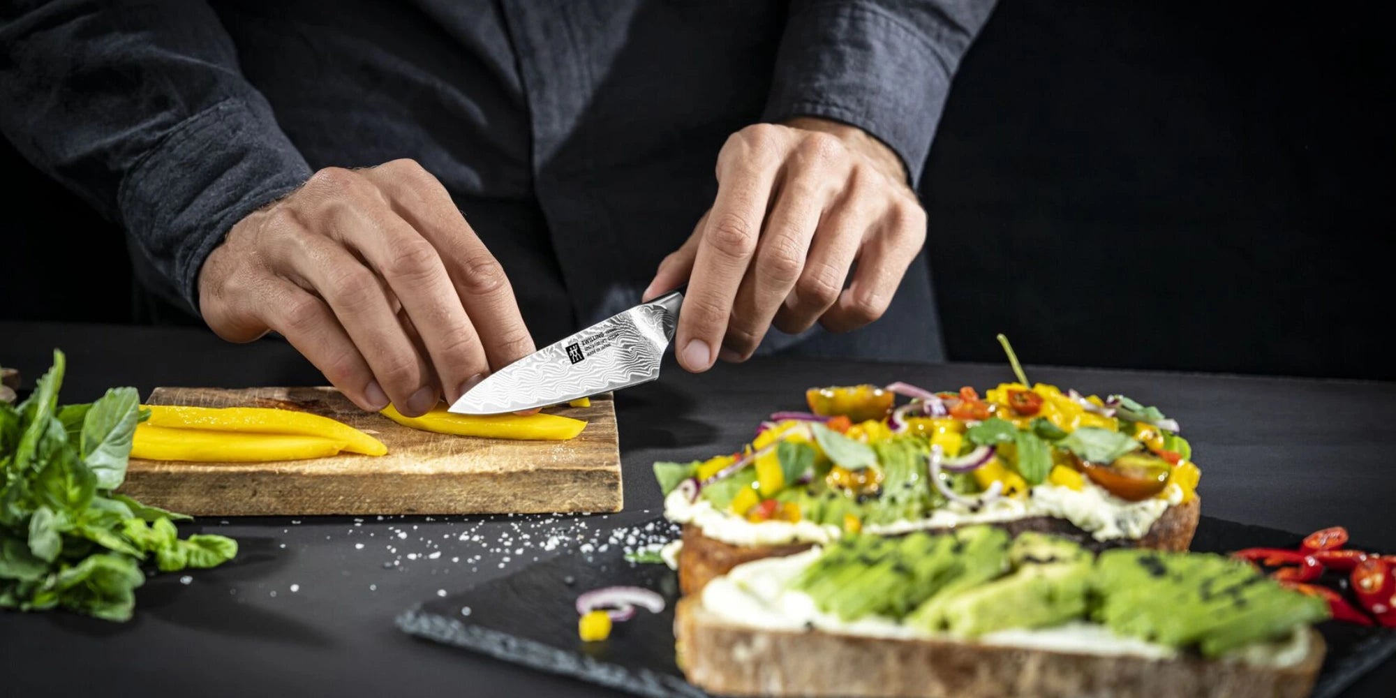 zwilling tanrei paring knife slicing veg being used in food prep