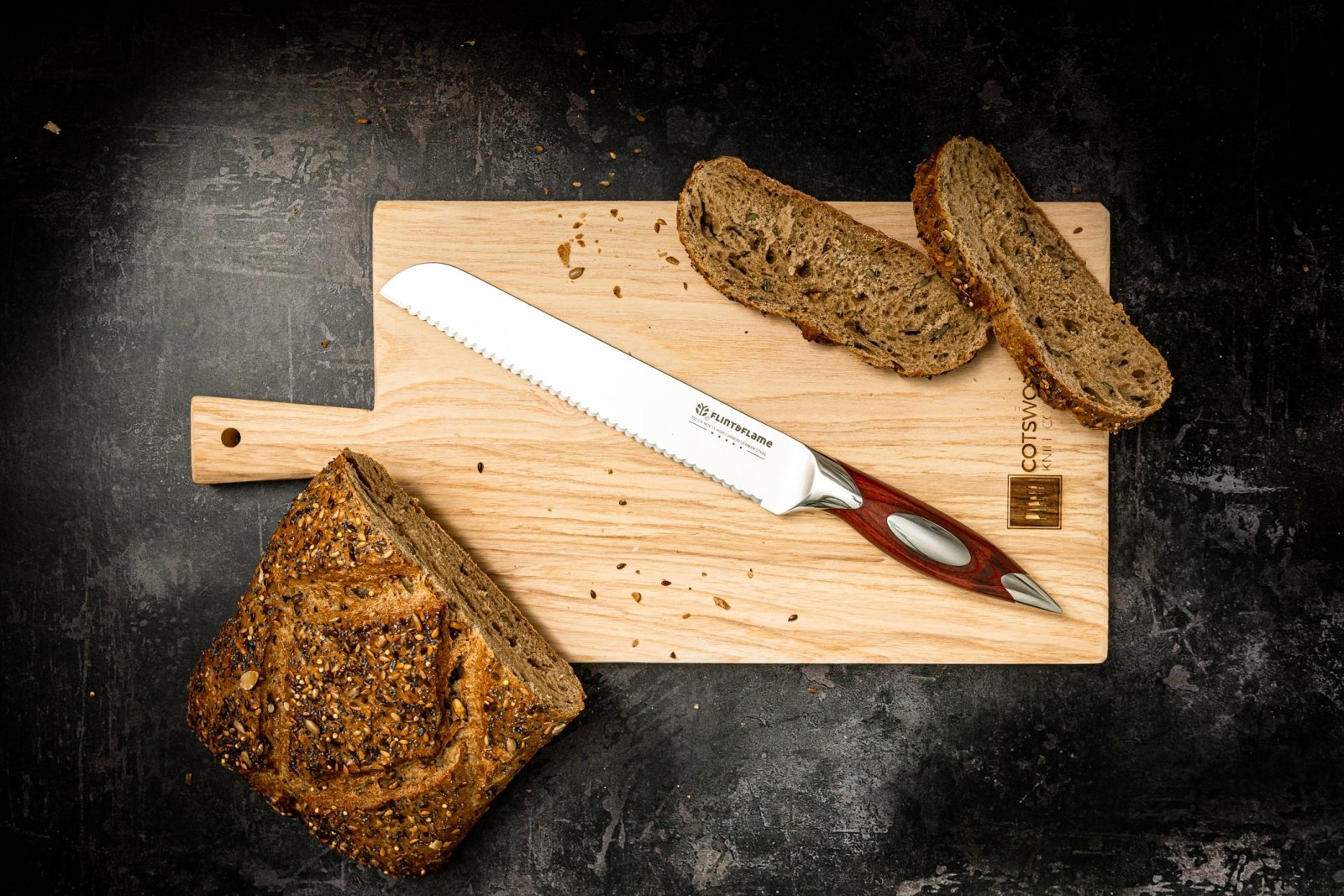 Flint and Flame 8 inch Bread Knife - FF-8BREAD-BC - The Cotswold Knife Company