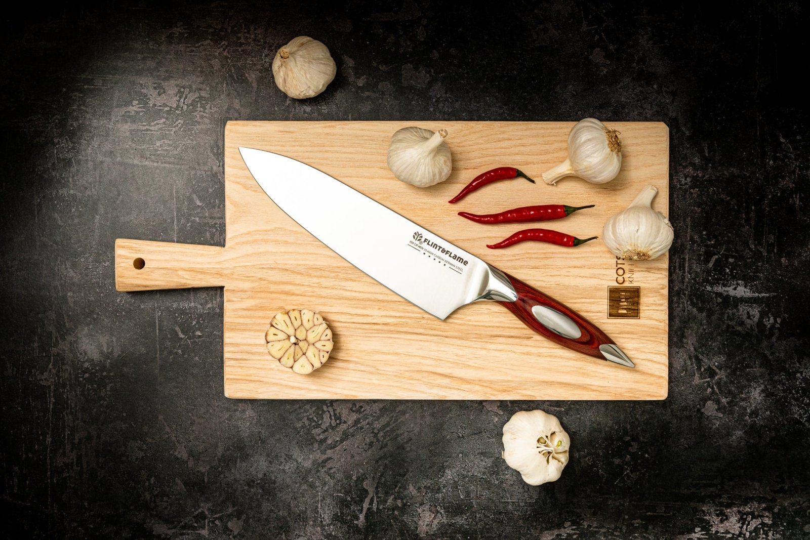 Flint and Flame 8 inch Chef Knife - FF-8CHEF-BC - The Cotswold Knife Company