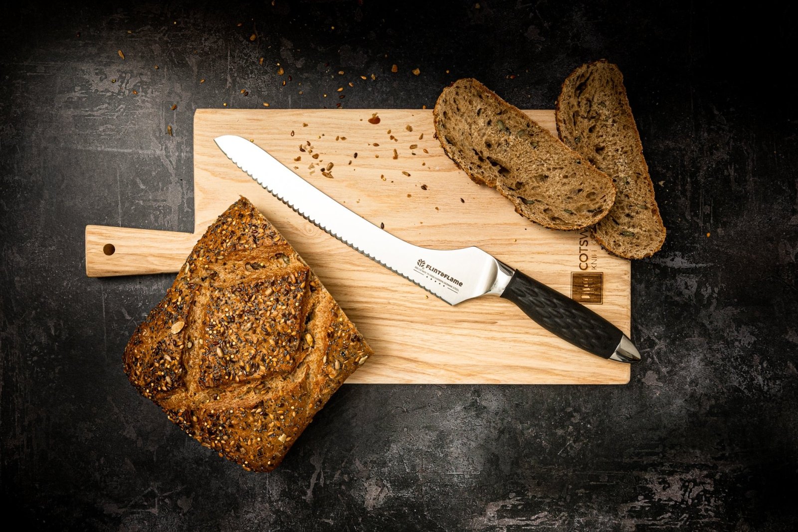 Flint & Flame Pro Series 9" Offset Bread Knife - PS-9OFFSET-BP - The Cotswold Knife Company