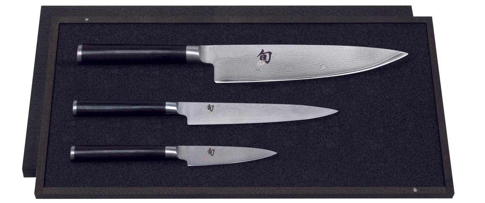 KAI Shun 3 Piece Knife Set - Chef Knife & Utility Knife & Paring Knife - KAI-DMS-300 - The Cotswold Knife Company