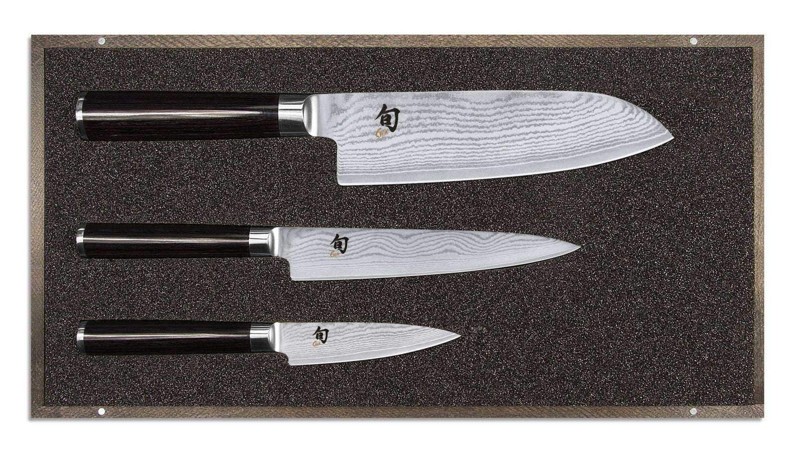KAI Shun 3 Piece Knife Set - Santoku Knife & Utility Knife & Paring Knife - KAI-DMS-310 - The Cotswold Knife Company