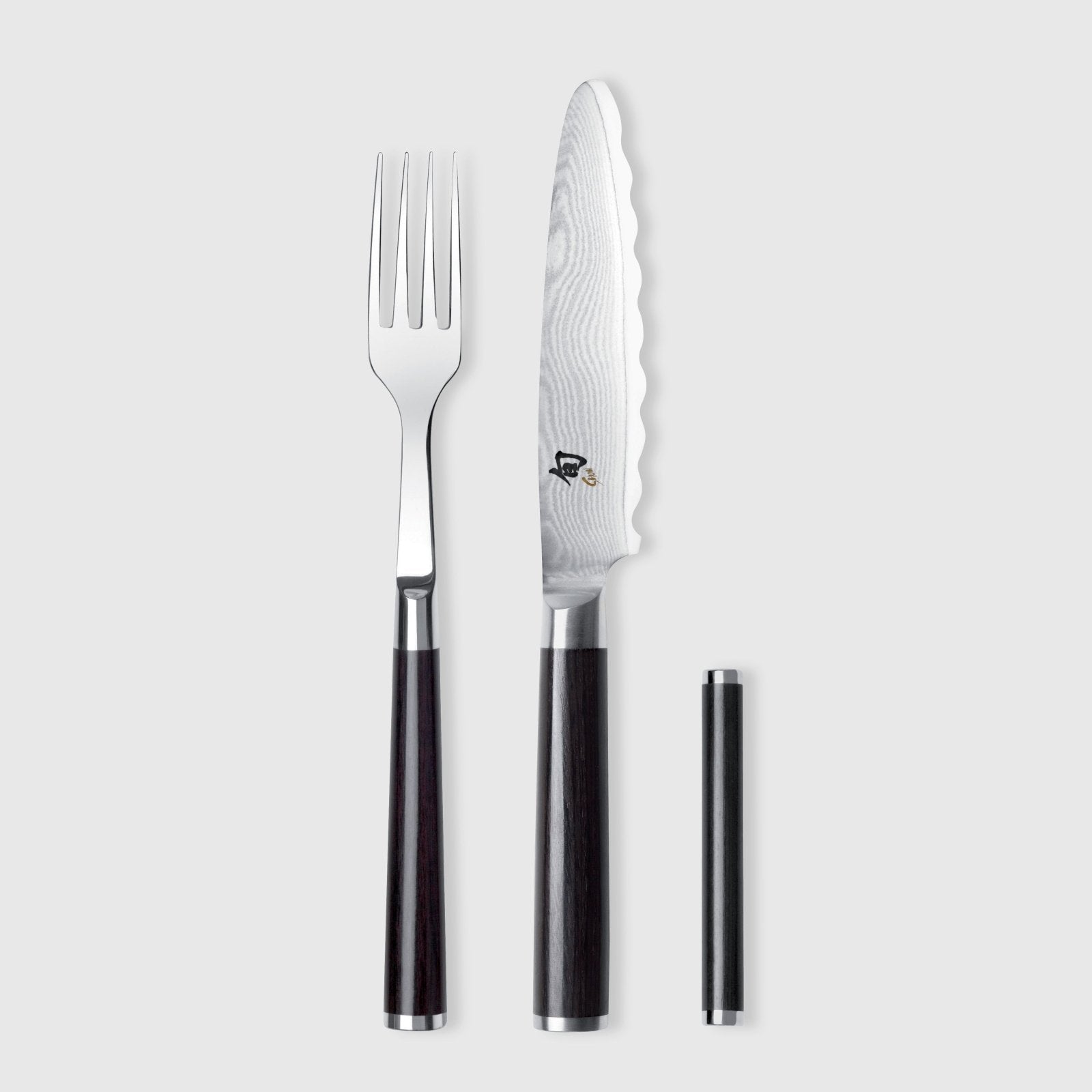 KAI Shun Cutlery Set - Utility Knife, Fork & Knife Rest - KAI-DM-0908 - The Cotswold Knife Company