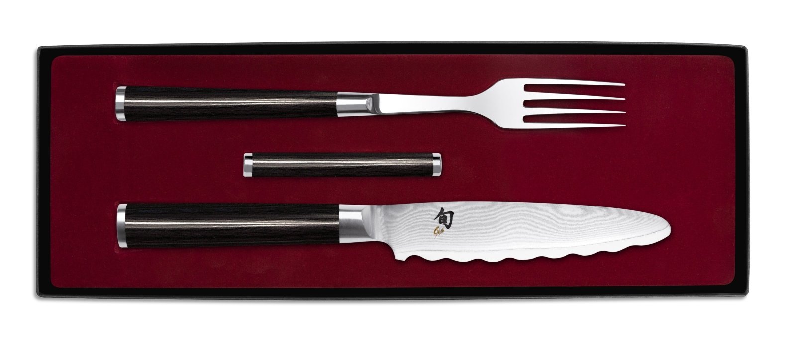 KAI Shun Cutlery Set - Utility Knife, Fork & Knife Rest - KAI-DM-0908 - The Cotswold Knife Company