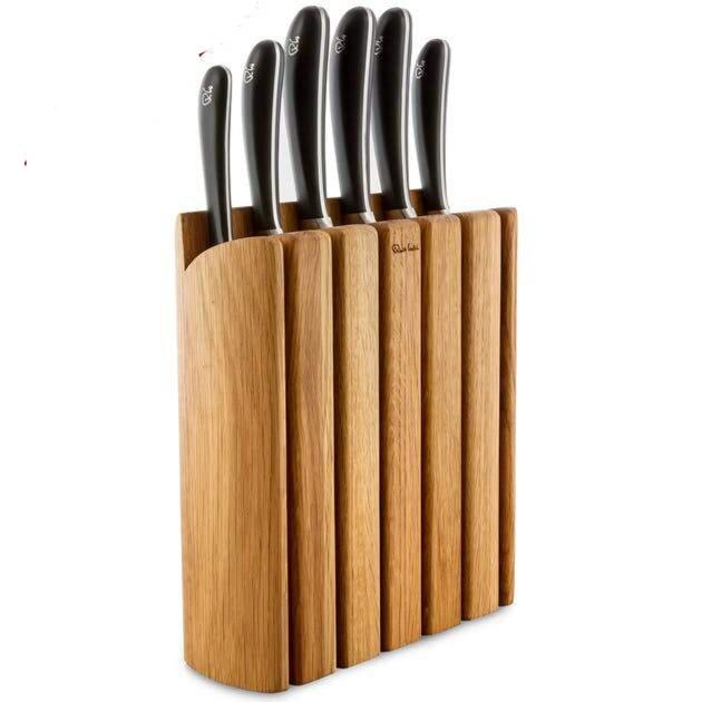 Robert Welch Book Oak Knife Block Set with Hand Held Sharpener - SIGBO2097V/7HHS - The Cotswold Knife Company