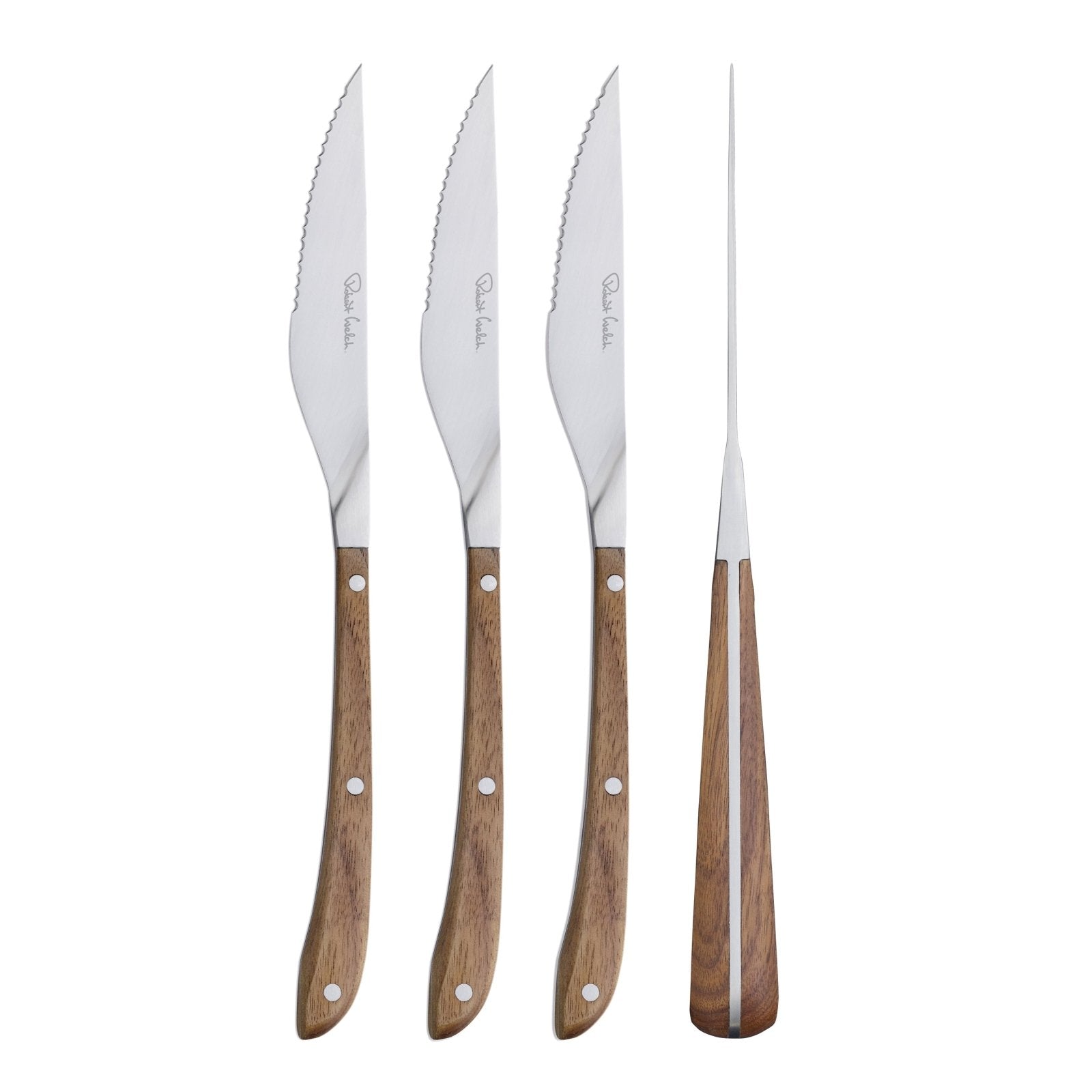 Robert Welch Contour Walnut Steak Knife Set 4 Piece - COWSA1012V/4 - The Cotswold Knife Company