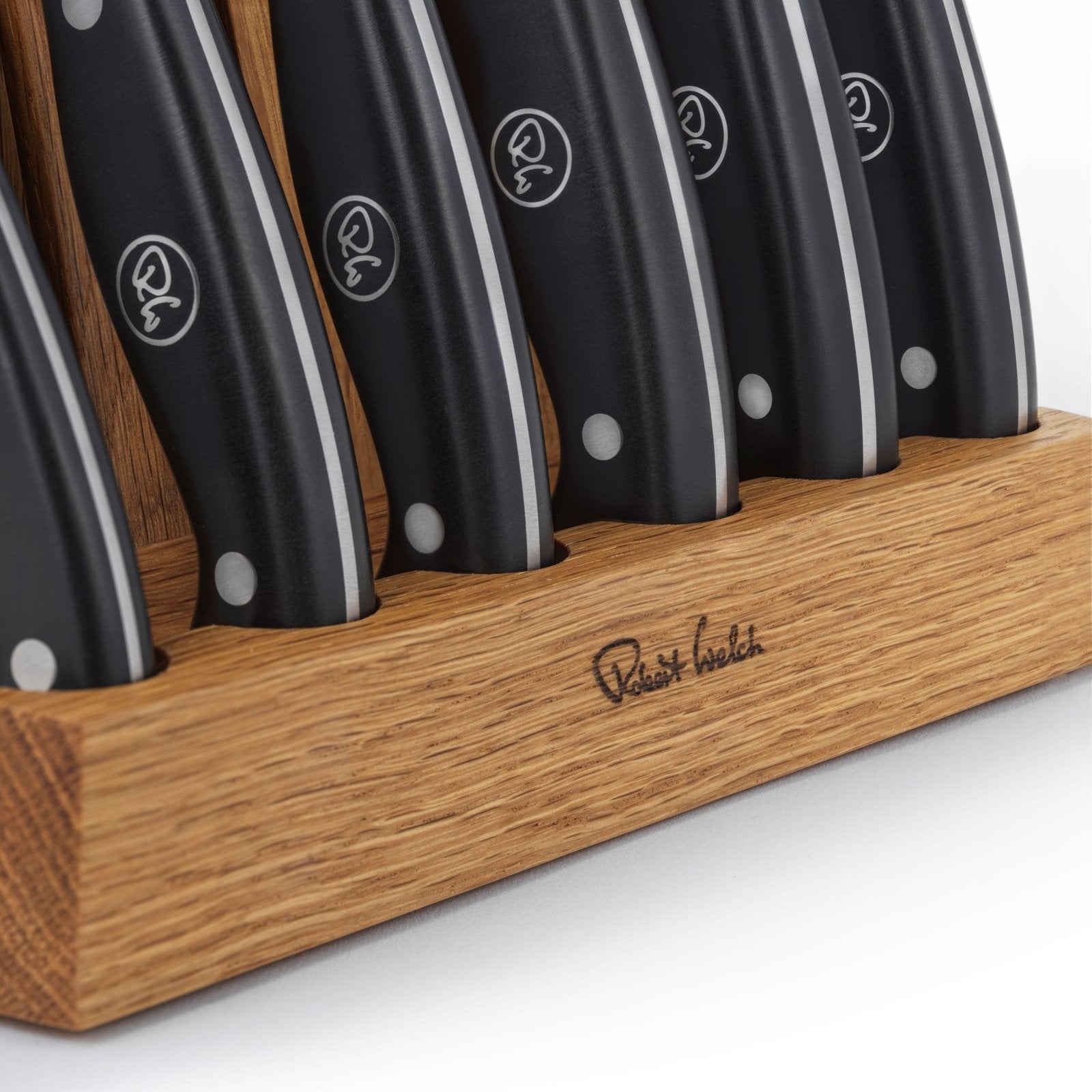 Robert Welch Professional Angle Oak Knife Block Set 7 Piece - RWPAO2097V/7 - The Cotswold Knife Company