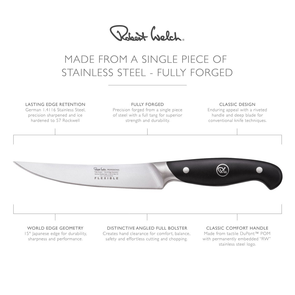 Robert Welch Professional V 16cm Flexible Utility Knife - RWPSA2041V - The Cotswold Knife Company