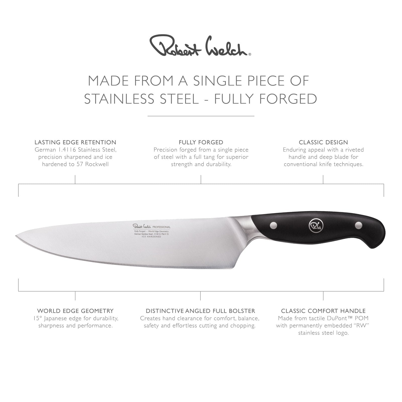 Robert Welch Professional V 20cm Chefs Knife - RWPSA2035V - The Cotswold Knife Company