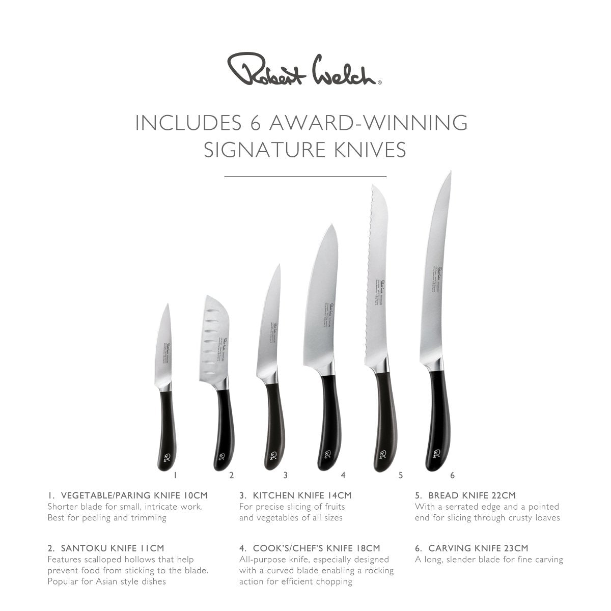Robert Welch Signature Knife Block Set with Sharpener - SIGBK2097V/8-V2 - The Cotswold Knife Company