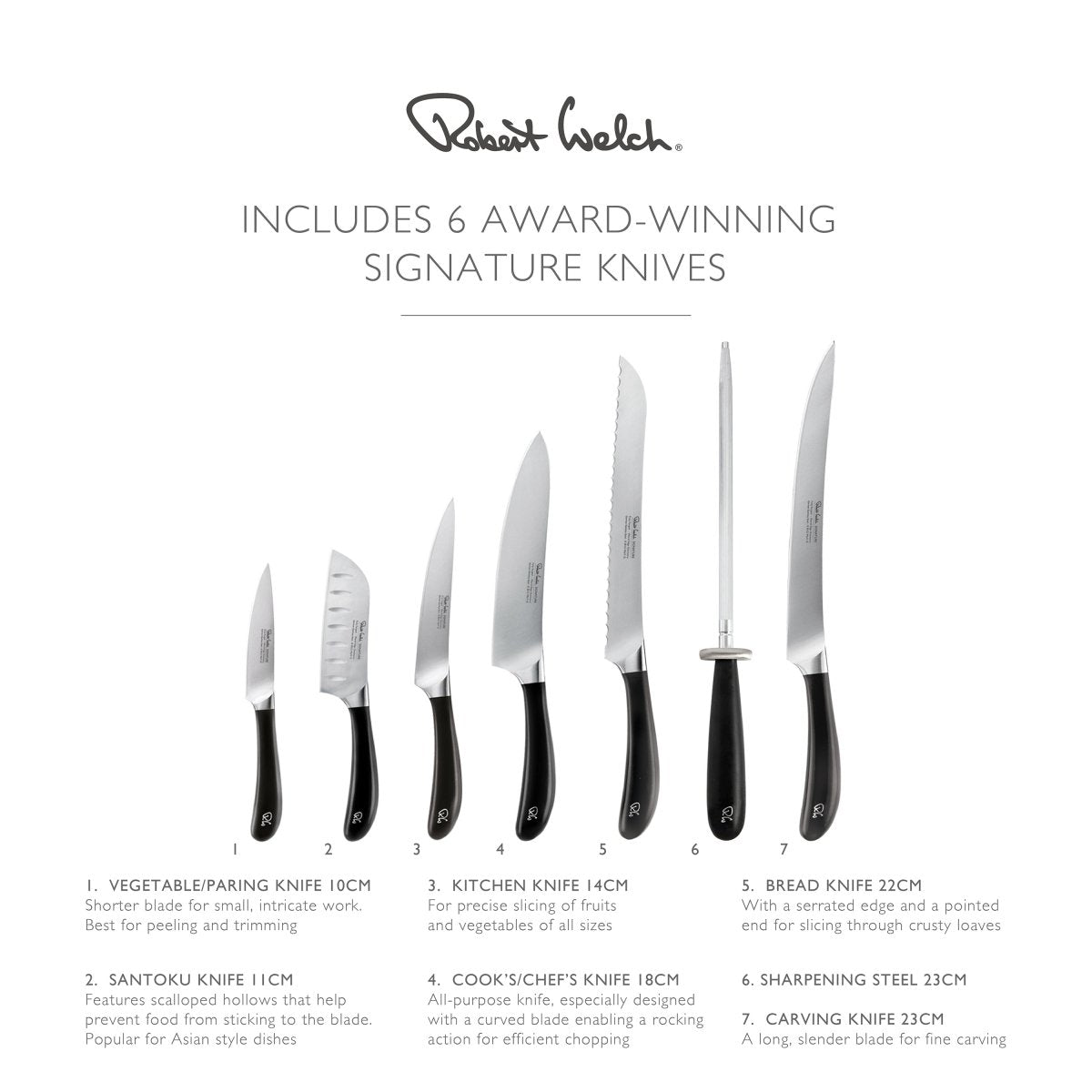 Robert Welch Signature Knife Block Set with Steel - SIGBK2099V/8 - The Cotswold Knife Company