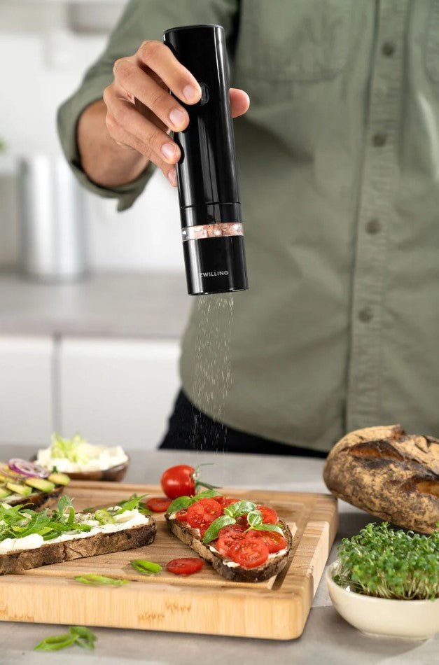 ZWILLING ENFINIGY Electric Salt and Pepper Mill - Rechargeable (Black) - 531037010 - The Cotswold Knife Company