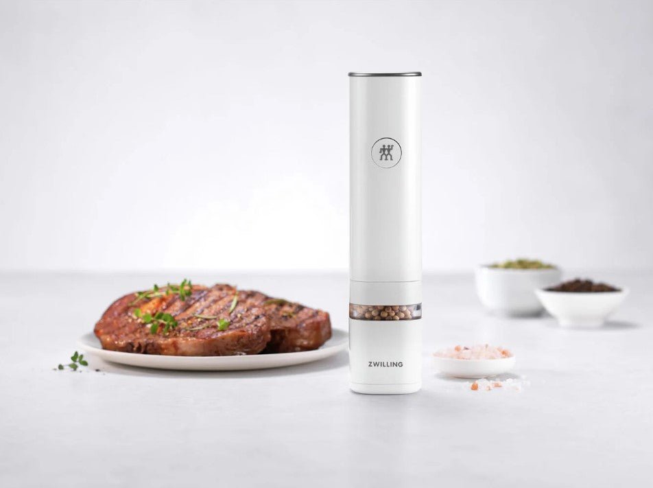 ZWILLING ENFINIGY Electric Salt and Pepper Mill - Rechargeable (White) - 5310370000 - The Cotswold Knife Company